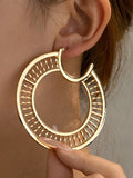 Momentlover Solid Color Hollow Geometric Drop Earrings
