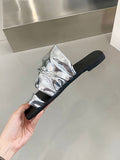 Momentlover Pleated Contrast Color Slippers