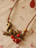 Vintage Squirrel Red Beans Necklace