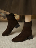 Momentlover Zipper Square-Toe Split-Joint Boots