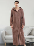 Momentlover Comfortable Hooded Zipper Warm Pajama Robe