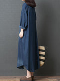 Momentlover Loose Denim Shirt Maxi Dresses