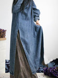 Momentlover Loose Button Split-side Jeans Long Dress