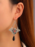 Momentlover Halloween Stylish Alloy Bat Cross Pearl Chain Necklace&Earrings