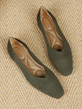 Momentlover Square-Toe Solid Color Shoes Flats