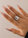 Momentlover Solid Color Geometric Rings Accessories