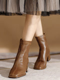 Momentlover Zipper Square-Toe Split-Joint Boots