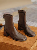 Momentlover Zipper Square-Toe Split-Joint Boots