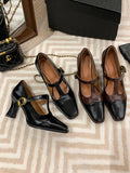 Momentlover Square-Toe Split-Joint Hollow Pumps