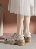 Momentlover Round-Toe Hollow Sandals Platform Shoes Gladiators