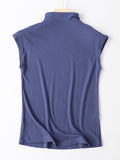 Momentlover Simple Solid Color Sleeveless Casual High-Neck Vest