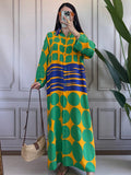Momentlover Printed Buttoned Loose Long Sleeves Lapel Shirt Dress Maxi Dresses
