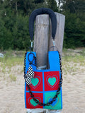 Momentlover Chains Color-Block Contrast Color Heart Print Woven Shoulder Bags Handbags