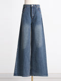 Momentlover Asymmetric Boat Neck Fringed Vest Top+ Belted High Waisted Jeans Bottom Two Pieces Set