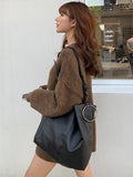 Momentlover Fashion Urban Solid Color PU Shoulder Bag
