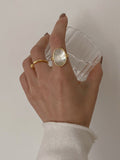 Momentlover Geometric Mother-Of-Pearl Adjustable Rings Accessories