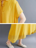 Momentlover Original Solid Lapel Frenum Dress