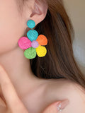 Momentlover Flower Shape Colorful Drop Earrings