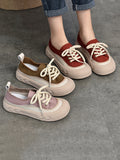 Momentlover Lace-Up Contrast Color Platform Shoes Casual Shoes