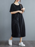 Momentlover Simple Casual Solid Color Split-Joint Midi Dress