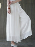 Momentlover Artistic Retro Loose Chiffon Solid Color Falbala Round-Neck Kimono Sleeve 2 Pieces Set