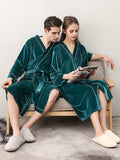 Momentlover Comfortable Solid Bandage V-Neck Pajama Robe