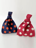 Momentlover Woven Split-Joint Polka-Dot Contrast Color Handbags Bags