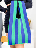 Momentlover Striped Contrast Color Woven Handbag Bags