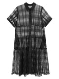 Momentlover Original Solid Color Hollow See-Through Thin Midi Dress