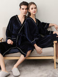 Momentlover Comfortable Solid Bandage V-Neck Pajama Robe