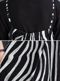 Momentlover Zebra-Stripe Loose Culottes Spaghetti-Neck Overalls