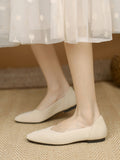 Momentlover Square-Toe Solid Color Shoes Flats
