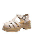Momentlover Round-Toe Hollow Sandals Platform Shoes Gladiators