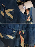 Momentlover Original Cartoon Printed With Pocket Harem Denim Overalls