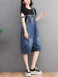 Momentlover Artistic Retro Loose Sleeveless Split-Joint Overalls