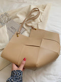 Momentlover Woven Split-Joint Solid Color Geometric Handbags Bags