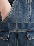 Momentlover Artistic Retro Loose Solid Color Denim Overalls