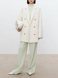 Momentlover Solid Color Long Sleeves High-Neck Sweater Top + Wide Leg Pants Bottom Two Pieces Set