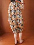 Momentlover Artistic Retro Colorful Plaid Short Sleeve Dress
