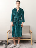Momentlover Comfortable Solid Bandage V-Neck Pajama Robe