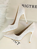 Momentlover Shallow Cut Sequined Pointed-Toe Pumps