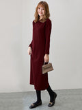 Momentlover Simple Solid Color Round-Neck A-Line Midi Dress