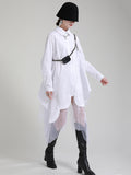 Momentlover Urban Loose Split-Joint Lapel Long Sleeves Midi Dress
