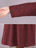Momentlover Original Lapel Frenum Floral Printed Midi Dress