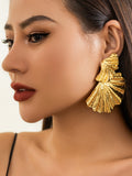 Momentlover Solid Color Leaves Shape Geometric Drop Earrings