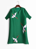 Momentlover Original Elegant Crane Printed Mini Dress