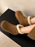 Momentlover Velvet Split-Joint Round-Toe Platform Shoes Boots