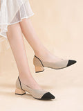 Momentlover Pointed-Toe Contrast Color Shoes Pumps
