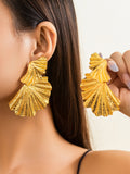 Momentlover Solid Color Leaves Shape Geometric Drop Earrings
