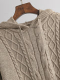 Momentlover Urban Loose Solid Color Hooded High-Low Sweater Tops & Wide Leg Pants Two Pieces Set